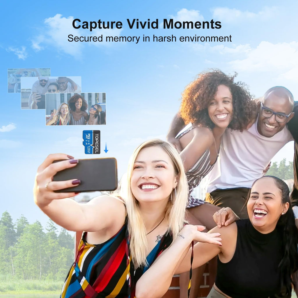 128GB Micro SD Card with Adapter Class 10 Micro SDXC Card UHS-1 Memory Card High Speed TF Card for Camera