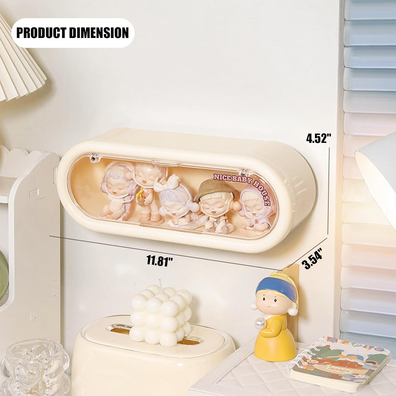 Clear Acrylic Display Case for Figures, Wall Mounted or Desktop Display Box Stand for Collectibles, Dustproof Storage