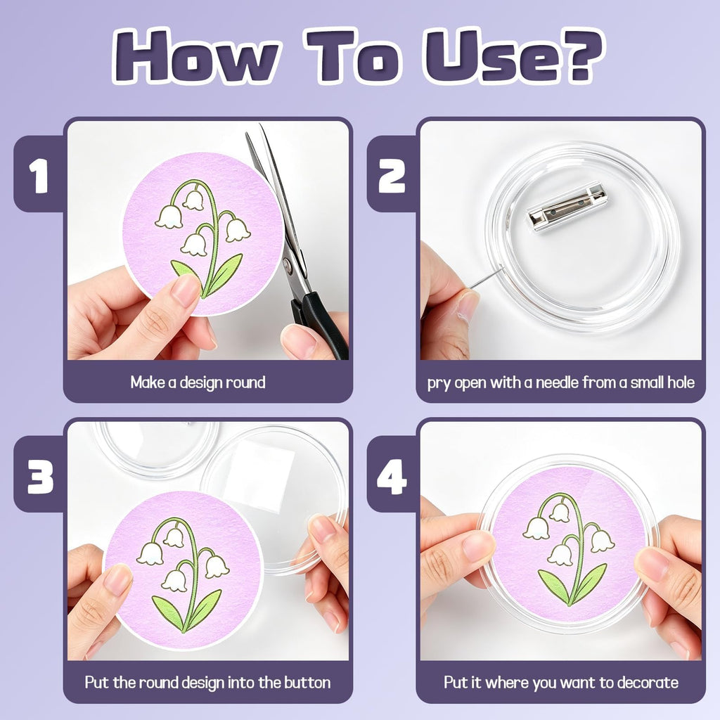 32 Pcs 3in Clear Acrylic Button Pins, DIY Sublimation Badges