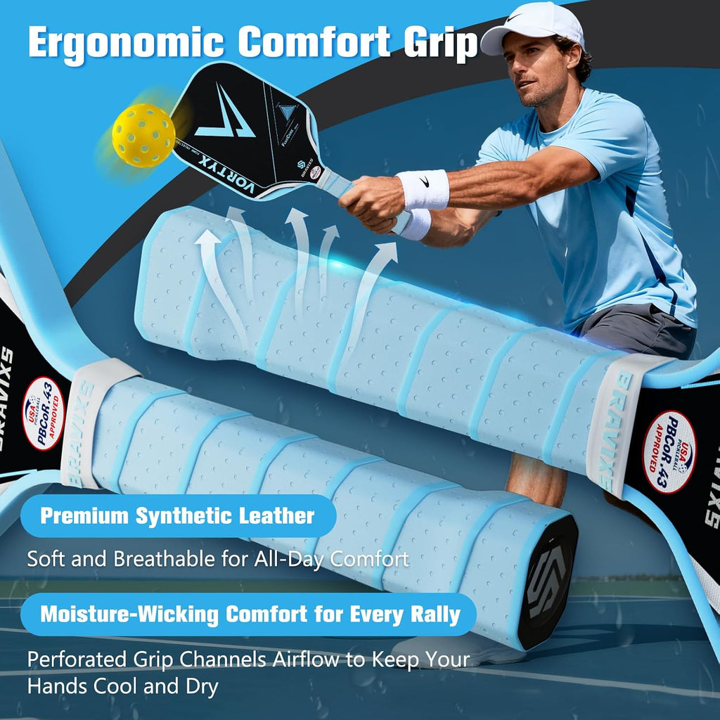 Vortyx Pickleball Paddle, Next-Gen Thermoformed Unibody, Raw Toray T700 Carbon Fiber Friction Surface, 16mm FluxCore