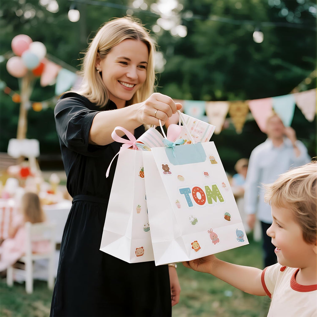 100 Pack White Gift Bags with Handles