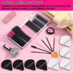Disposable Makeup Accessories with Makeup Applicators Triangle Makeup Puffs, Mascara wands, Disposable Lip