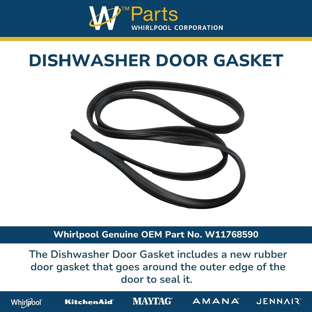 Whirlpool W11768590 Genuine OEM Dishwasher Door Gasket Replacement Part