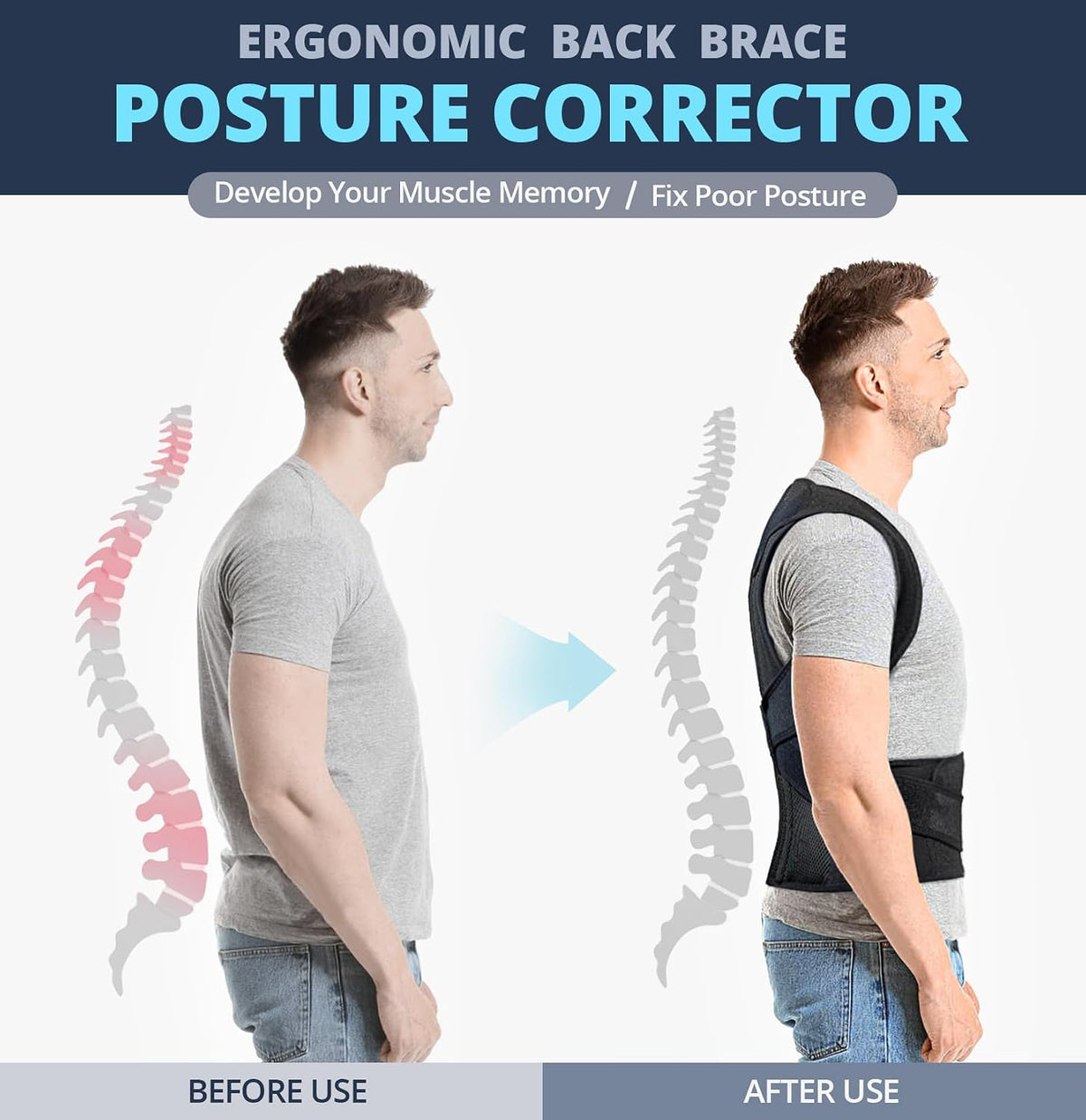 Back Brace Posture Corrector for Women and Men Back Lumbar Support Shoulder Posture Support for Improve Posture
