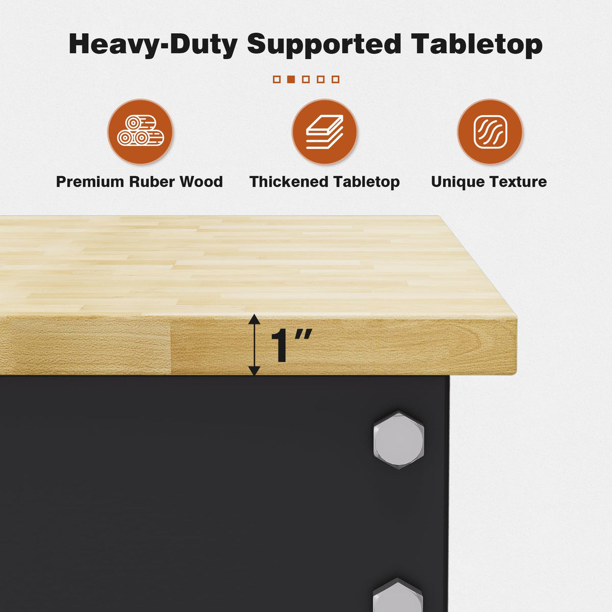 69" Heavy Duty Workbench, Rubber Wood Work Table, Workbench on Wheels, Height Adjustable Workstation Desk, Workshop
