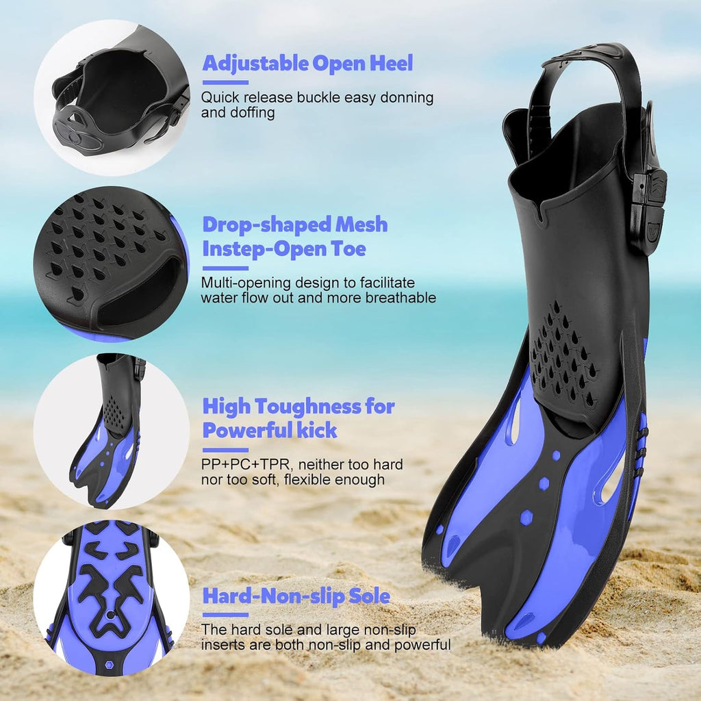 Youth Snorkel Set for Ages 7-16, Snorkeling Gear for Kids with Panoramic View Mask Anti-Fog Anti-Leak Full Dry Top