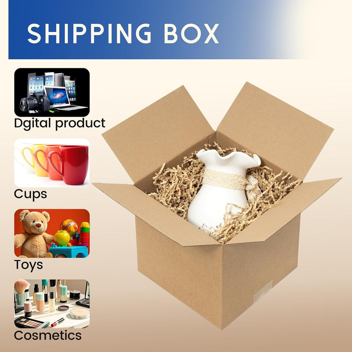 8x8x8" Shipping Boxes 25 Pack Corrugated Cardboard Square Box Brown