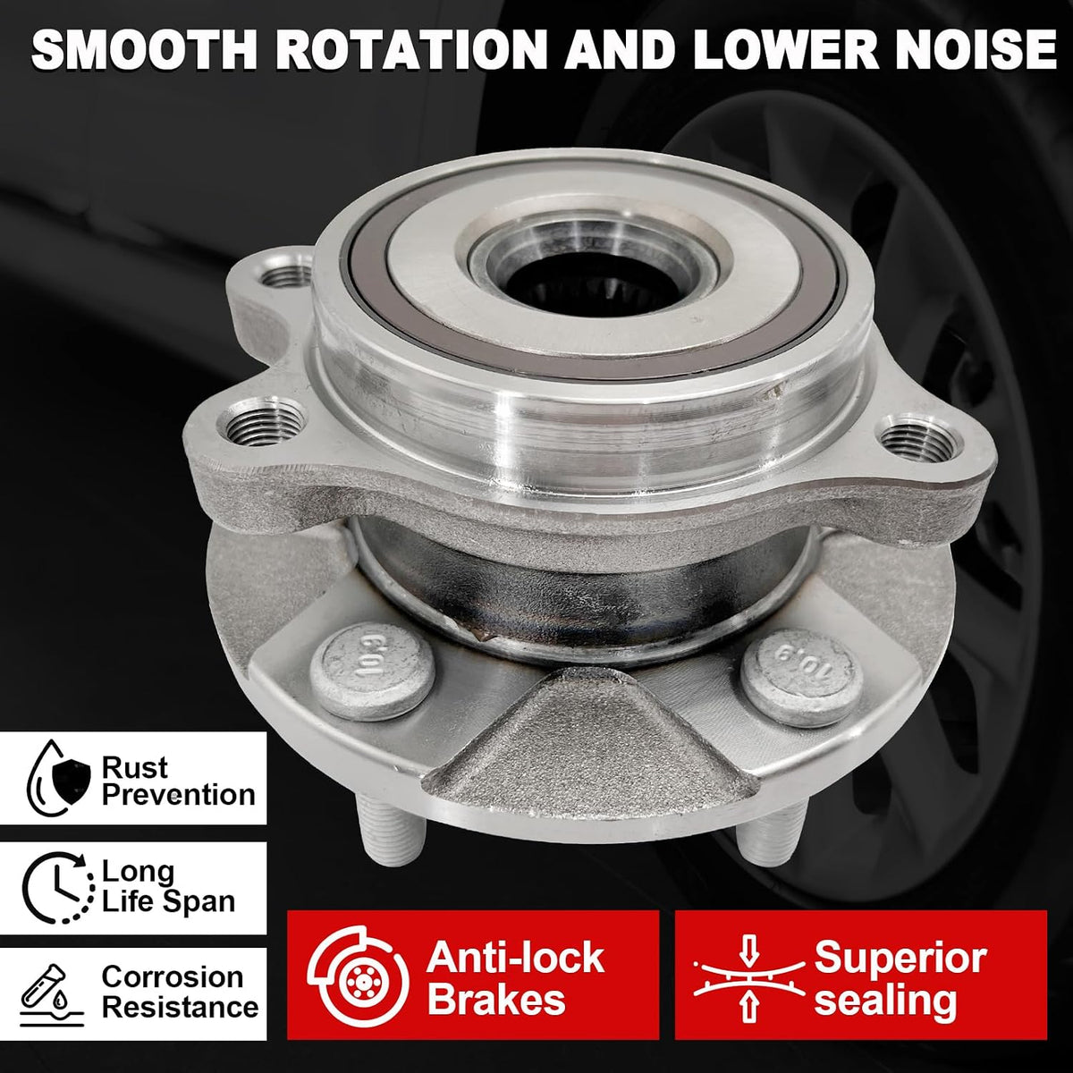 Pair 513257 Front Wheel Bearing Hub Assembly Compatible with Toyota RAV4 2006-2012 Prius V 12-17 Corolla IM 2017 2018, for Lexus HS250H 2010-2012, for Scion TC XB 2008-2015, 5 Lugs w/Encoder ABS