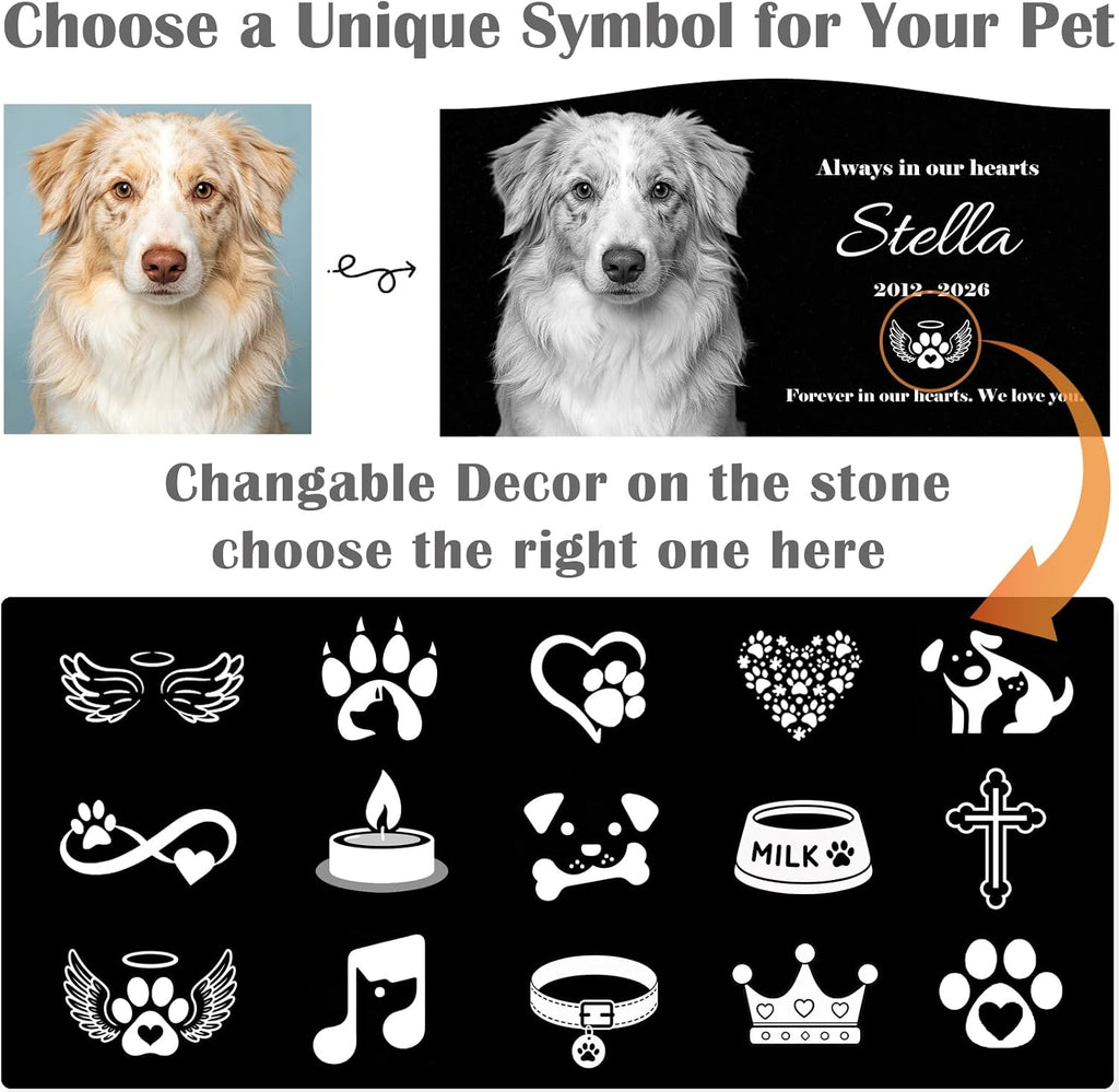 Personalized Pet Memorial Stone, Custom Granite Grave Marker for Dogs Cats