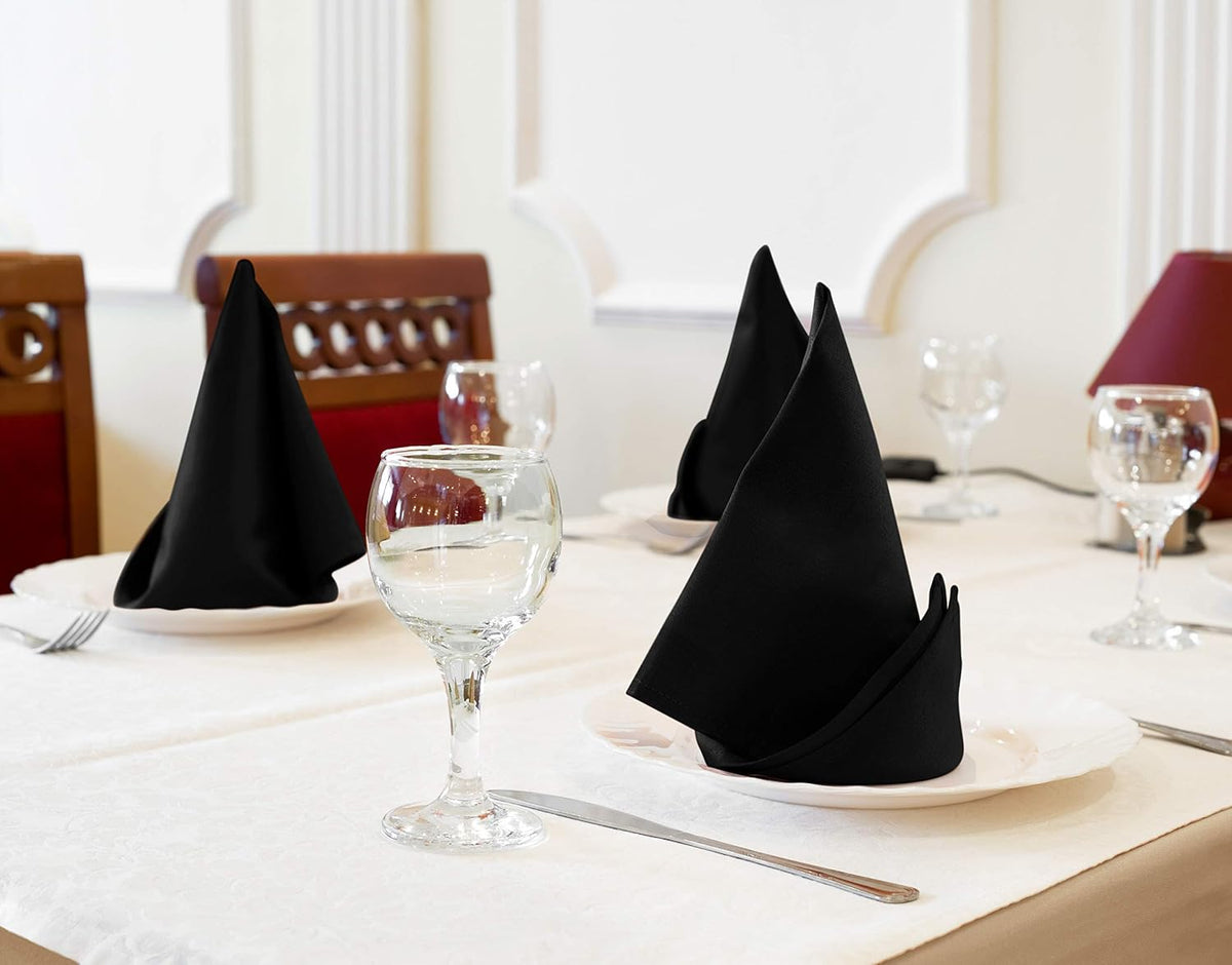 Cotton Blend Black Cloth Napkins [12 Pack, 20x20 Inch]