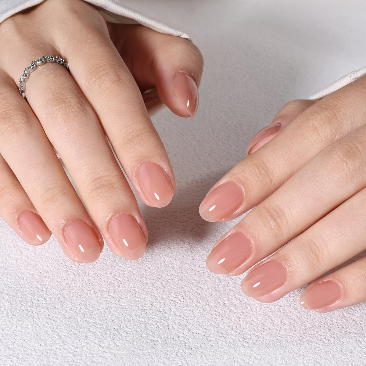 Nude Press On Nails Short Oval - Light Mocha Nails Fake Nails