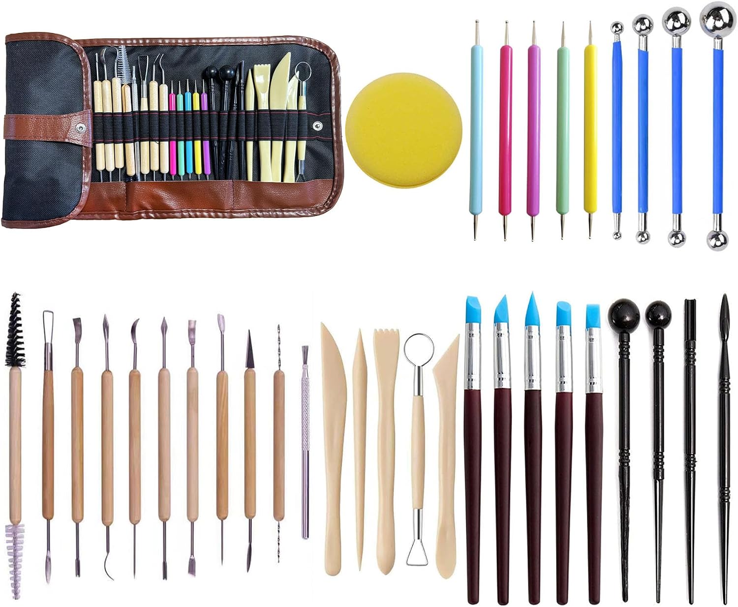 35pcs Clay Sculpting and Pottery Tools Kit - Air Dry and Polymer Clay Dotting Tools - Ceramic Supplies for Modeling