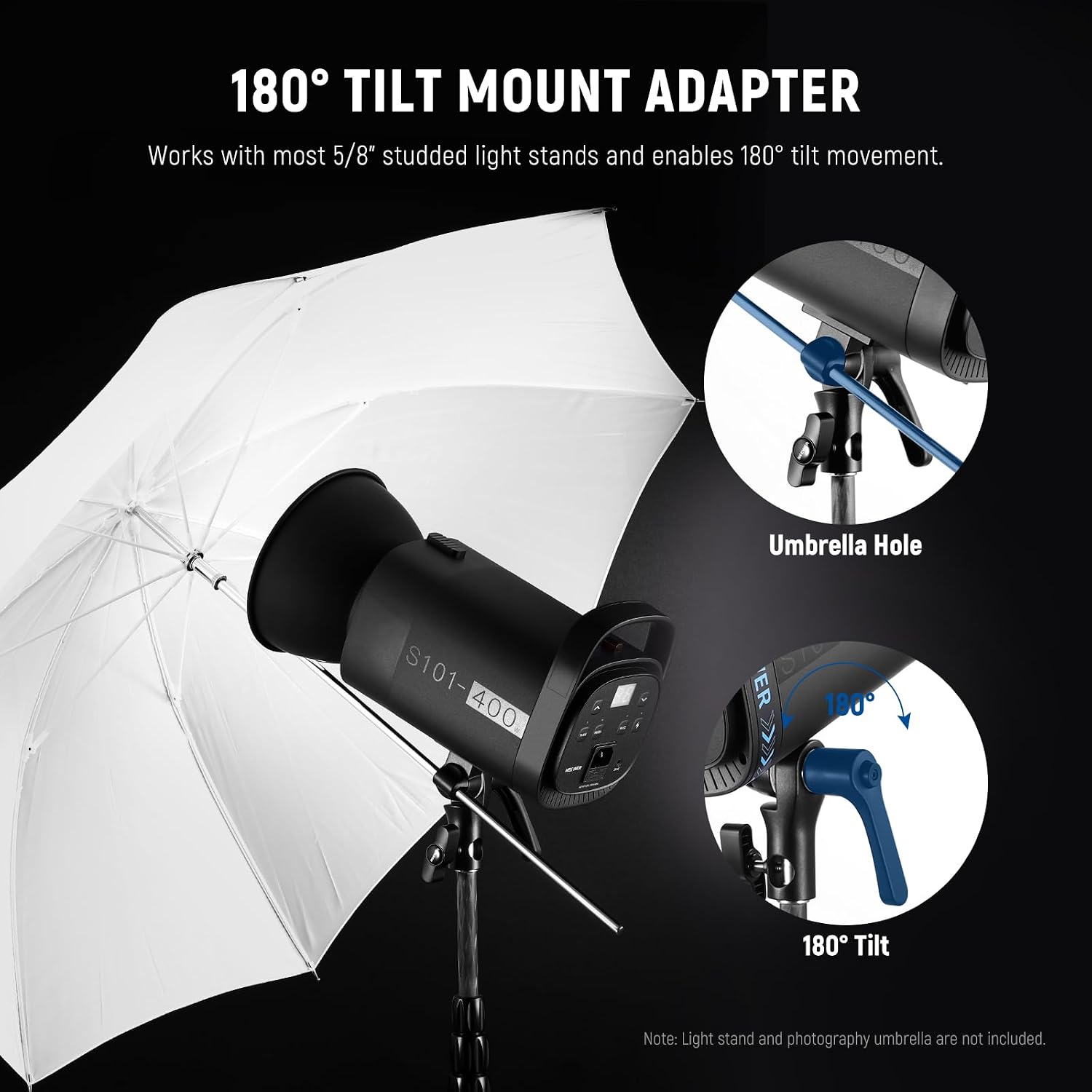 800Ws Studio Monolight Flash Light Kit (2 Pack), S101-400W 5600K Strobe Light with 150W Modeling Lamp/Bowens