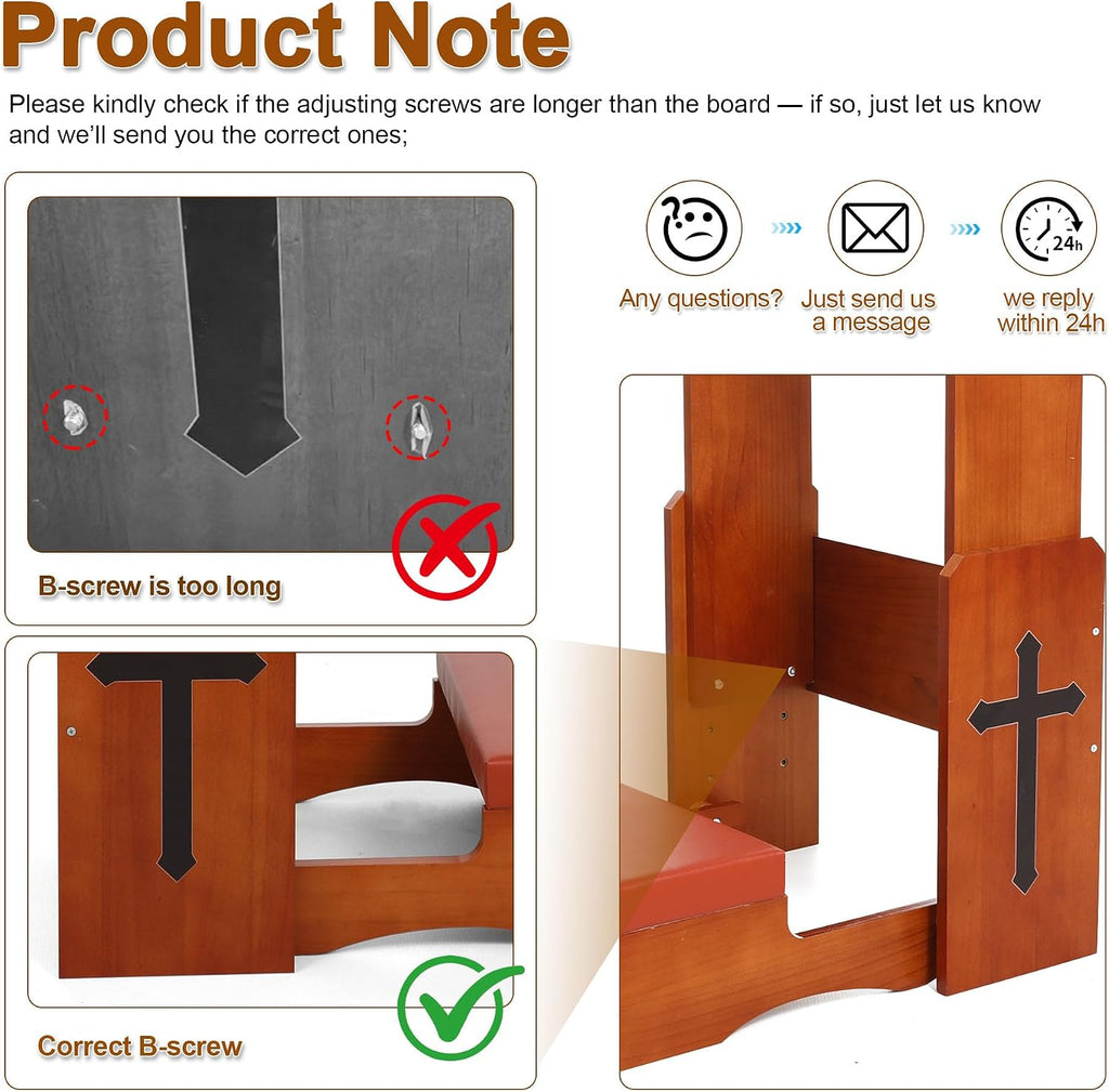 Prayer Kneeler Bench with Book Rest, Adjustable Height