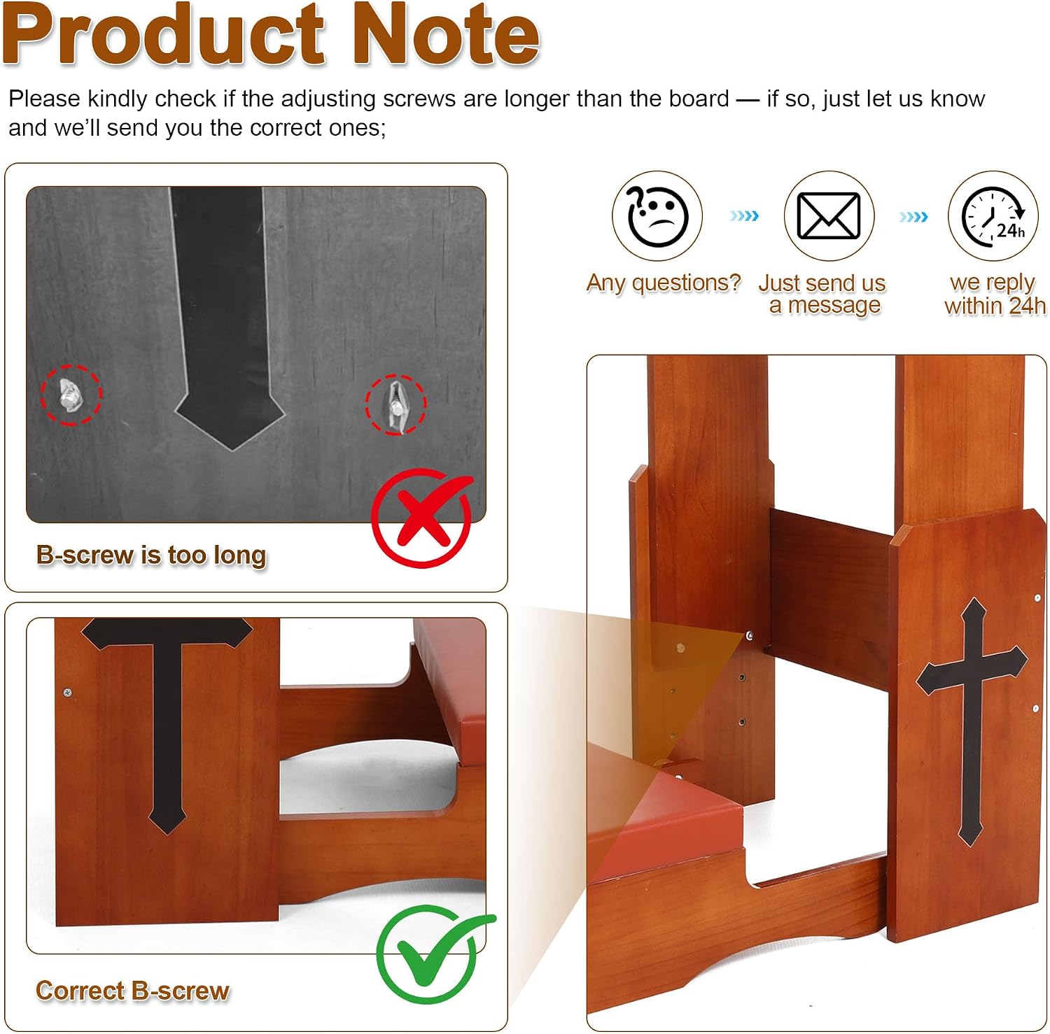 Prayer Kneeler Bench with Book Rest, Adjustable Height