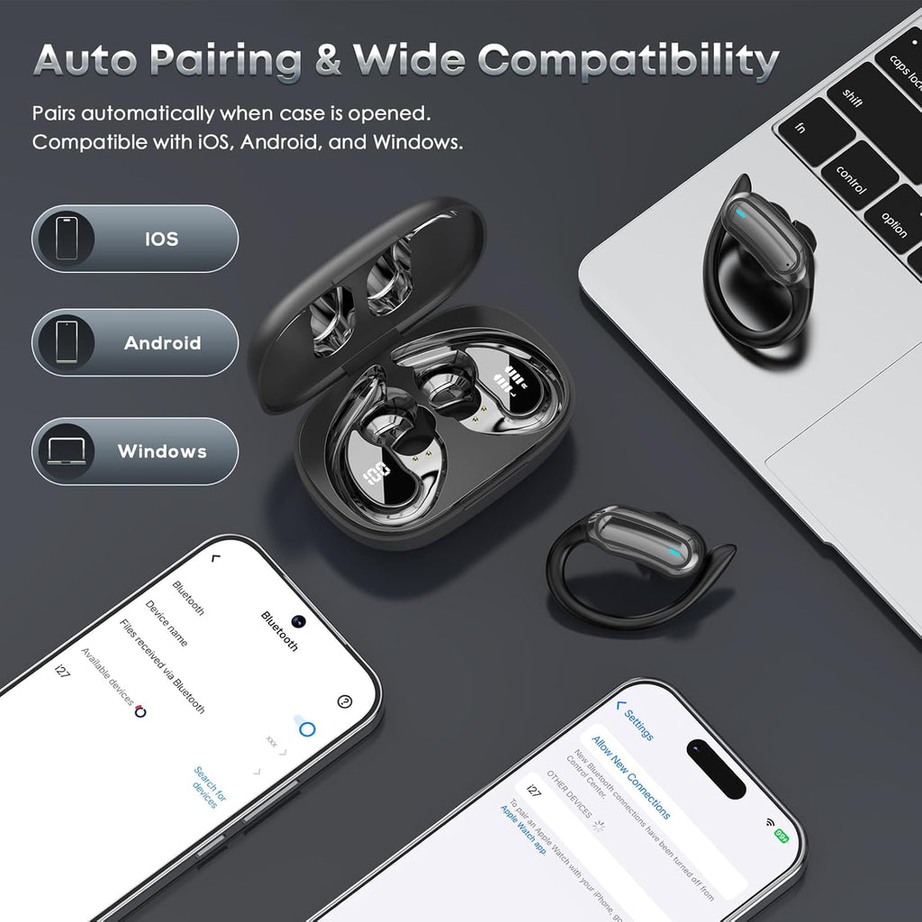Wireless Earbuds Bluetooth 5.4 Headphones, 54H Playtime Stereo Earphones with Noise Cancelling Mic, IPX7 Waterproof