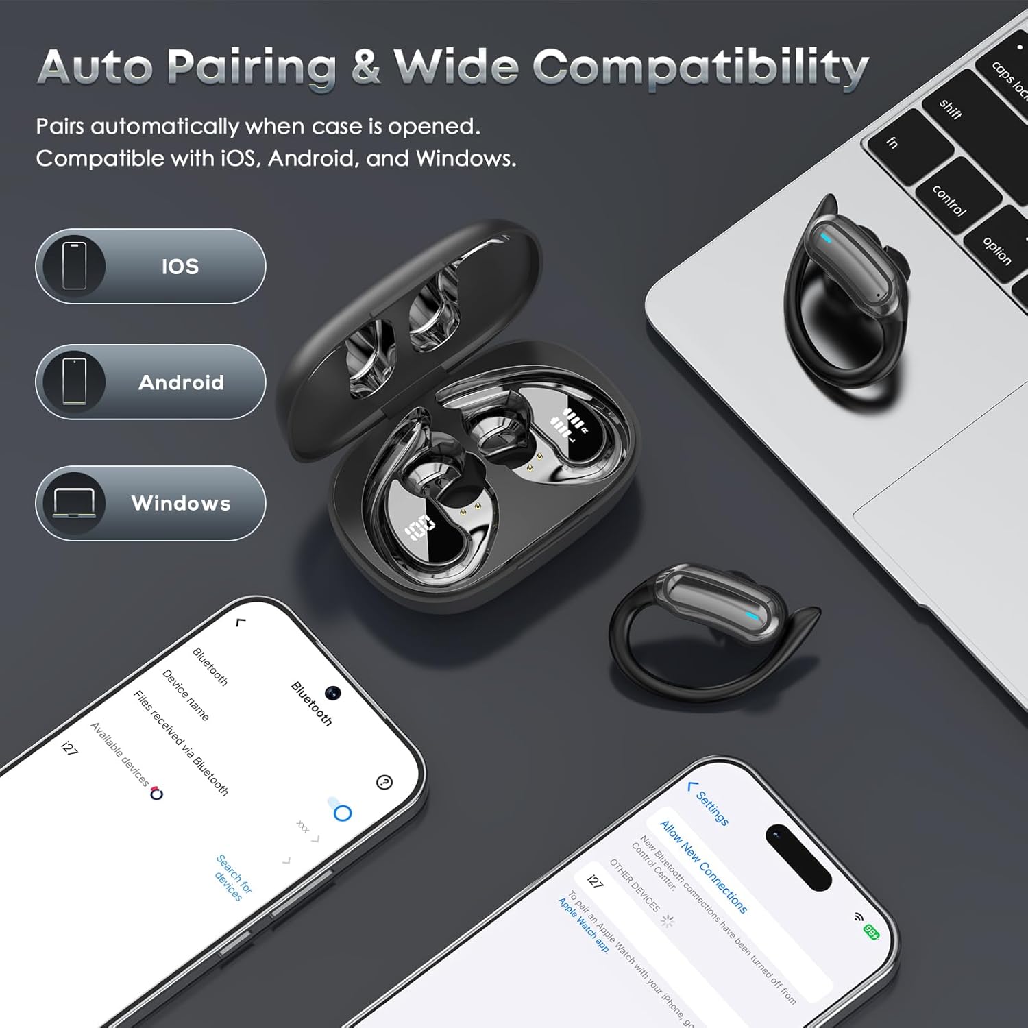Wireless Earbuds Bluetooth 5.4 Headphones, 54H Playtime Stereo Earphones with Noise Cancelling Mic, IPX7 Waterproof
