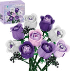 Pink & Purple Roses Flower Bouquet Building Set