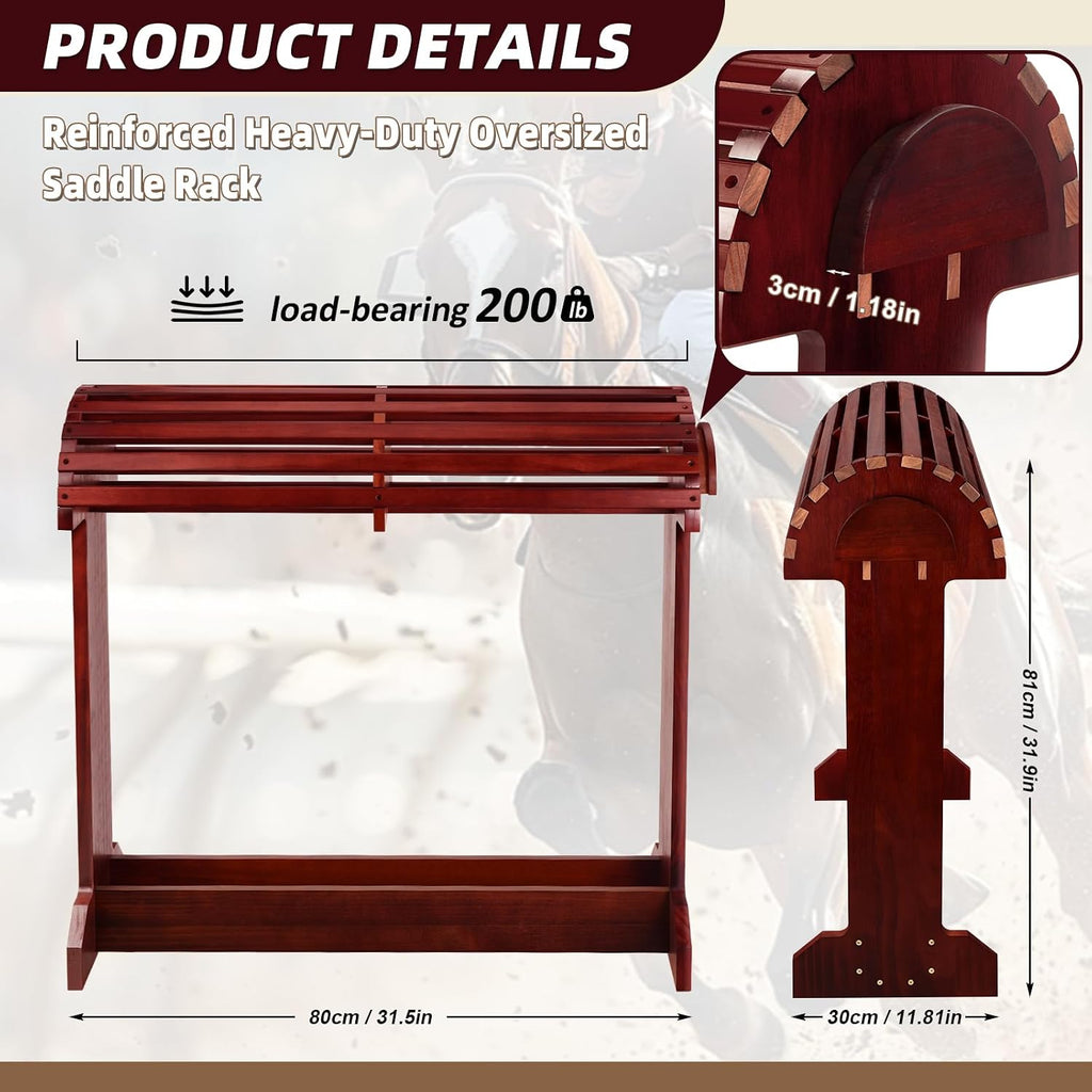 Extra-Large Wood Saddle Rack-Enhanced Height & Length with Reinforced Stability,Non-Abrasive Design,Heavy-Duty Saddle