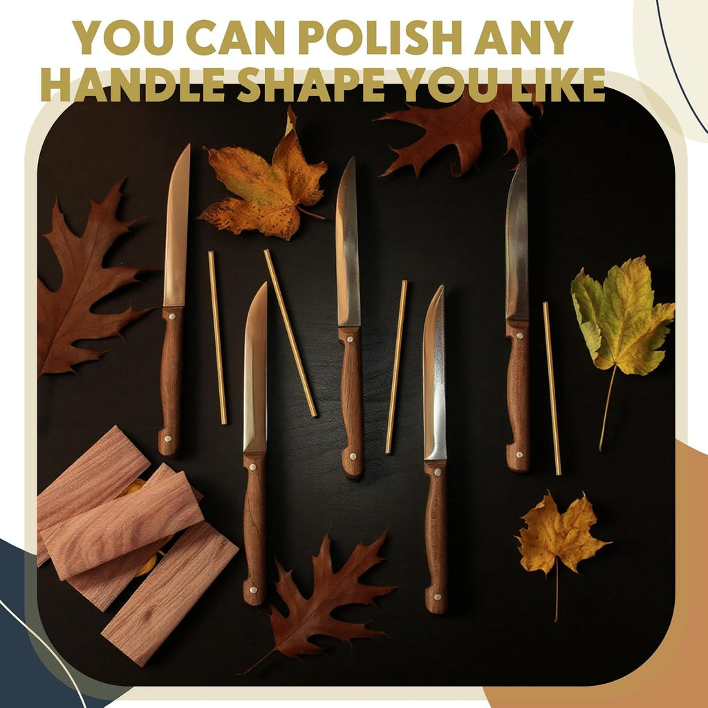 5 Pcs 3mm Brass Rod with 4 Pcs Ironwood Knife Handle Scales for Knifes Making DIY Craft, Knife Handle Pins with