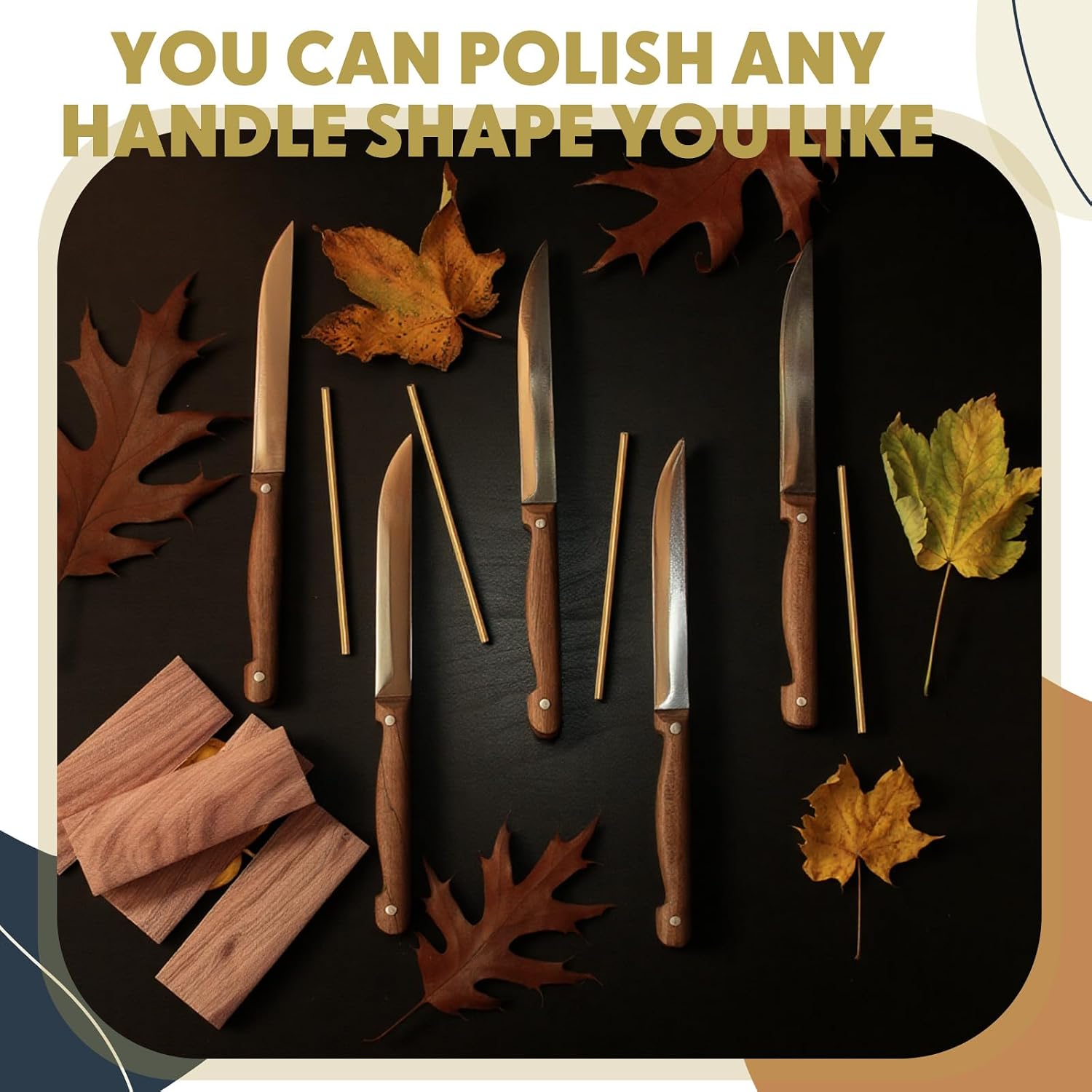 5 Pcs 3mm Brass Rod with 4 Pcs Ironwood Knife Handle Scales for Knifes Making DIY Craft, Knife Handle Pins with