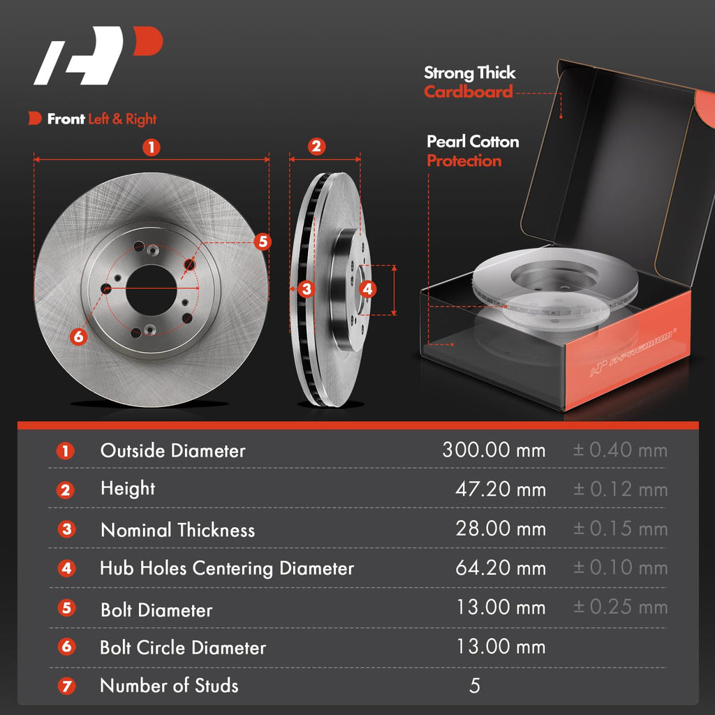 A-Premium Front Vented and Rear Solid Brake Rotors and Ceramic Pads Kit