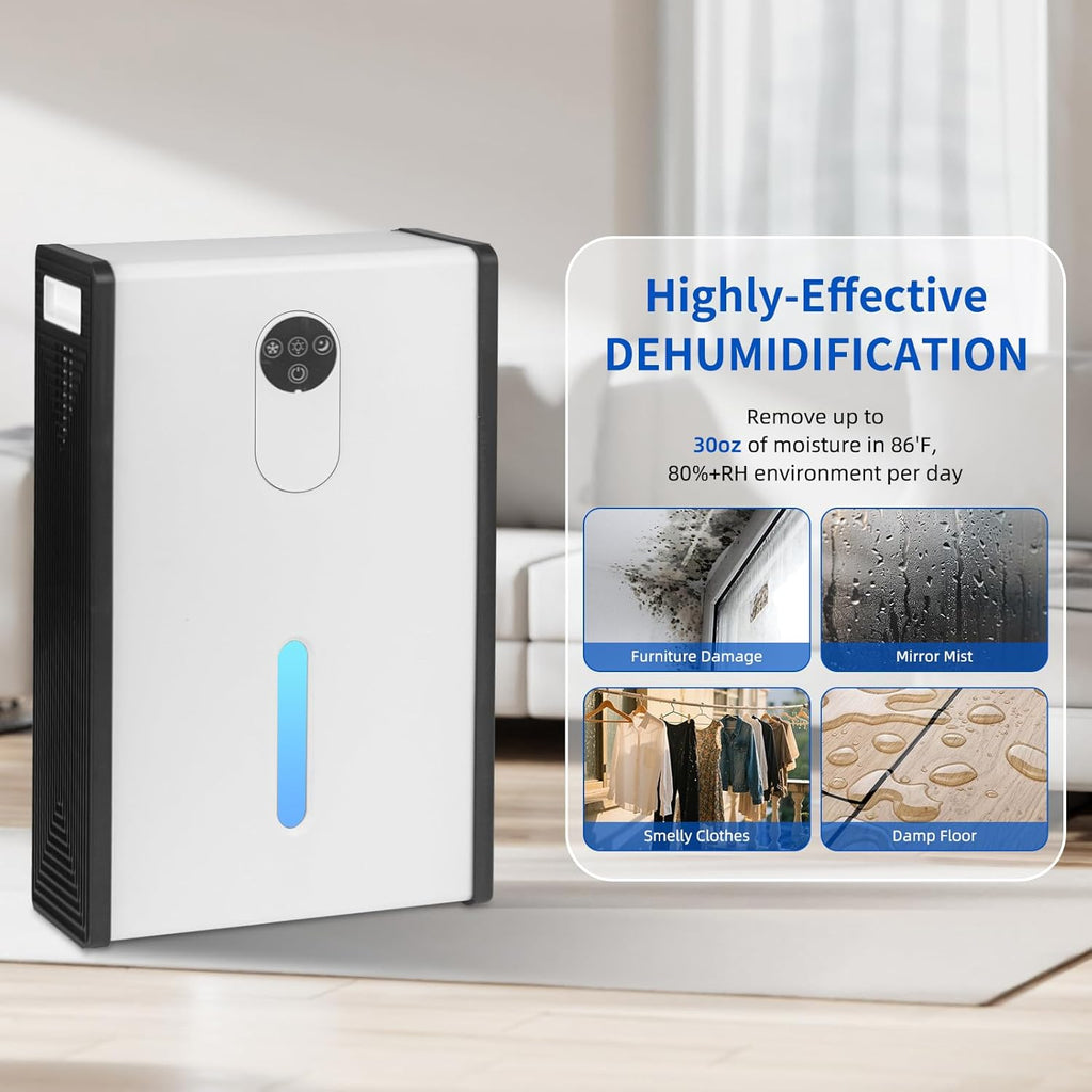 Dehumidifier for Basement, 1076 sq.ft Dehumidifiers for Home Bedroom Bathroom RV with Drain Hose, 72 OZ Quiet