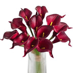 Artificial Calla Lily Flowers 12Pcs, Dark Red