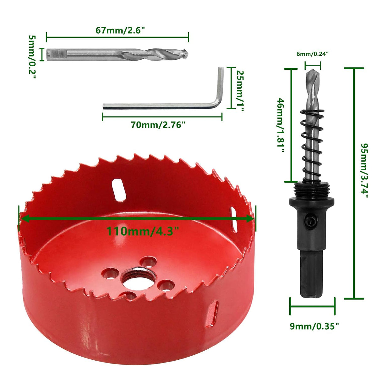 Luomorgo 110mm/4.33 inch Hole Saw, 1.46 inch Cutting Depth