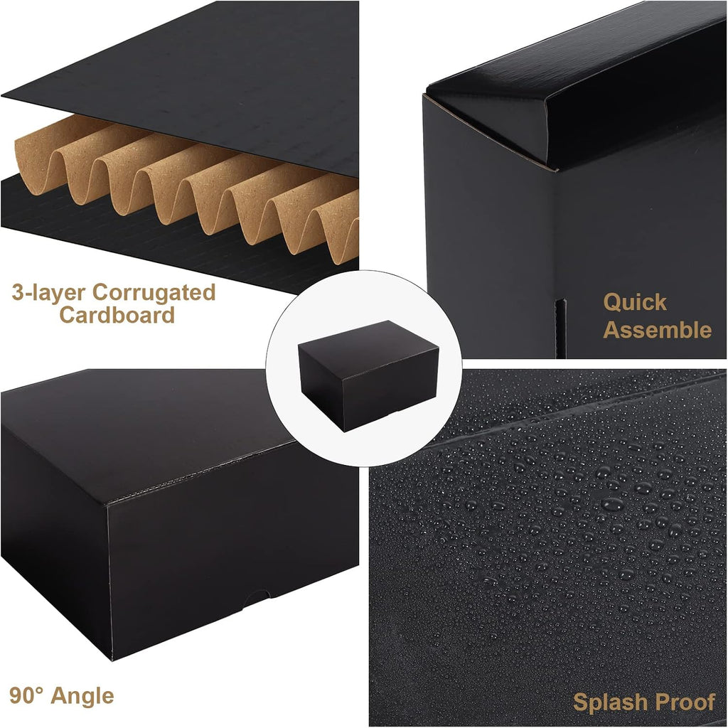 8x6x4 Black Small Shipping Boxes, 20 Packs Corrugated Cardboard Mailer Boxes for Packaging Small Business Mailing