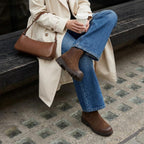 Britain Genuine Suede Chelsea Ankle Boots for Women, Brown 8