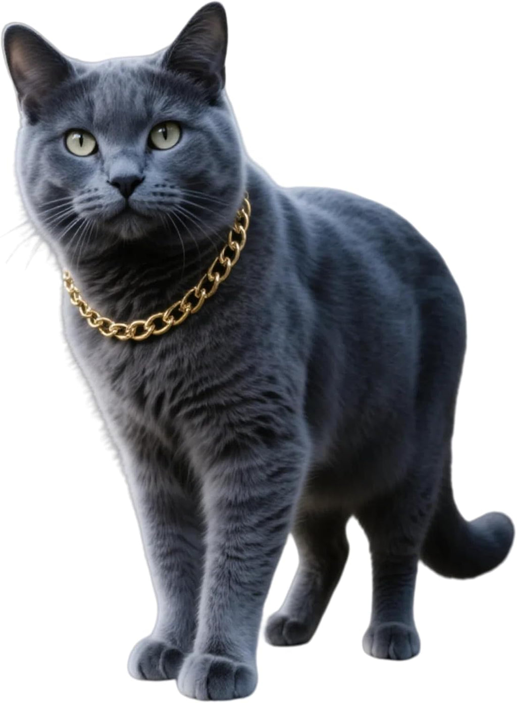 Gold Cat Chain Collar,Adjustable Cuban Link Necklace(Gold, S)