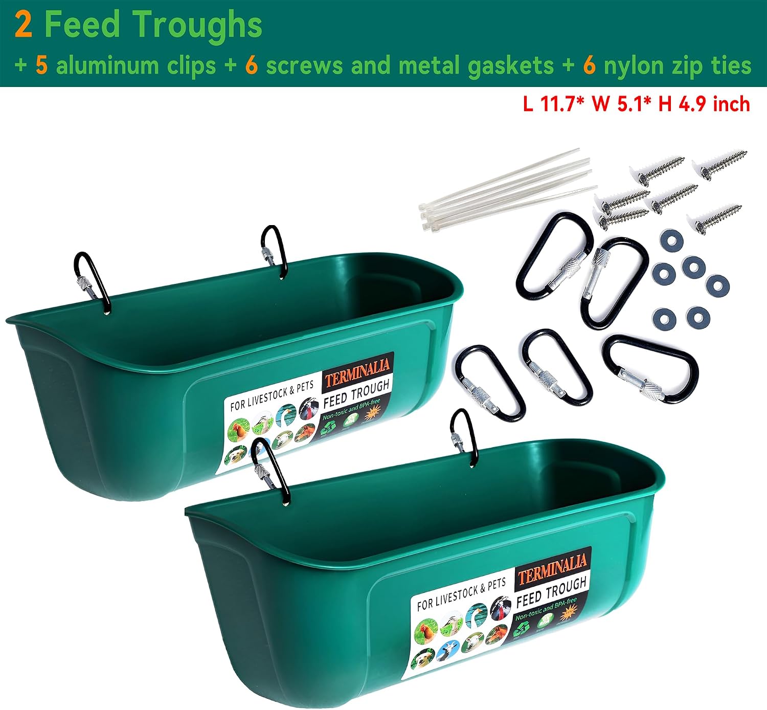 Hanging Chicken Feeder Duck Waterer, 2.6 Quart Medium Capacity, No Spill Poultry Feeder Waterer for Backyard Chicken