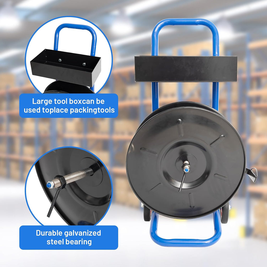 8" Core Size, Banding Strapping Cart Dispenser for Poly, Fiber Strapping