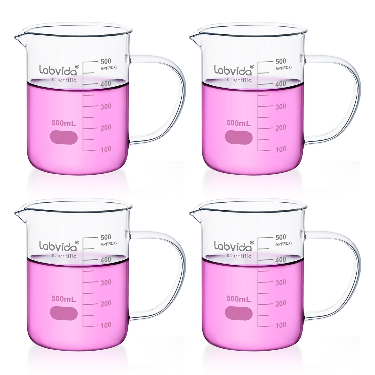 4PCS 500ml 3.3 Borosilicate Glass Beaker Mug, LVAT002