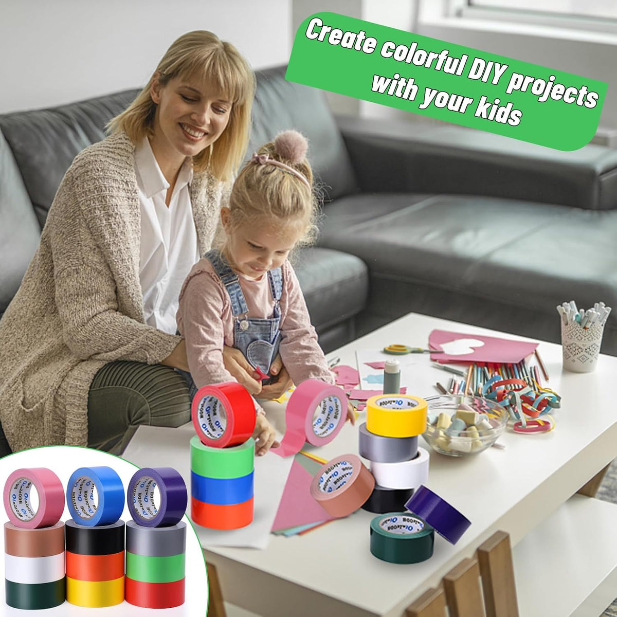 Rainbow Colored Duct Tape Bulk 2 Inch x 360 Yards, 12 Rolls