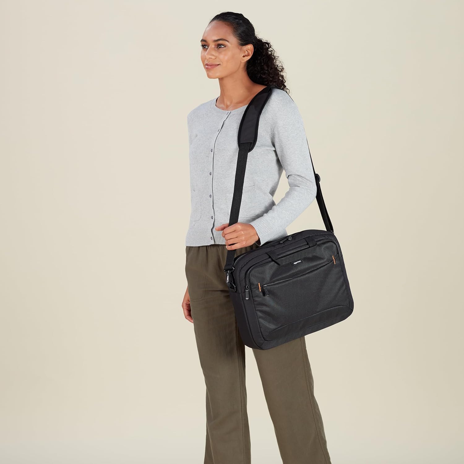 15.6 in Laptop Bag with Shoulder Strap and Handle, Large Capacity, Spacious Compartments, Black