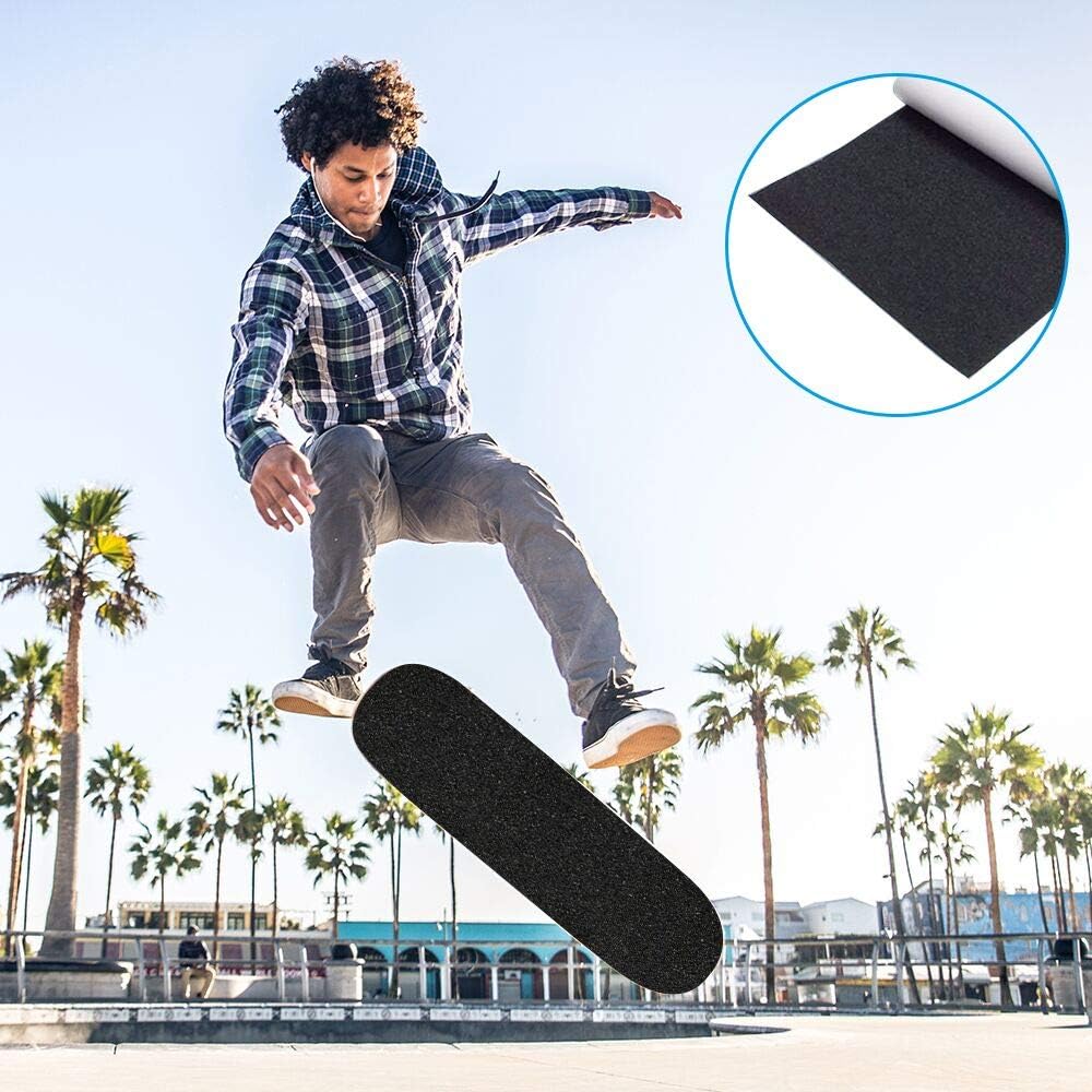 Skateboard Grip Tape Sheet, 45.2x10.6 inch,Bubble Free, Waterproof, Scooter, Longboard Griptape, Grippy Sandpaper for
