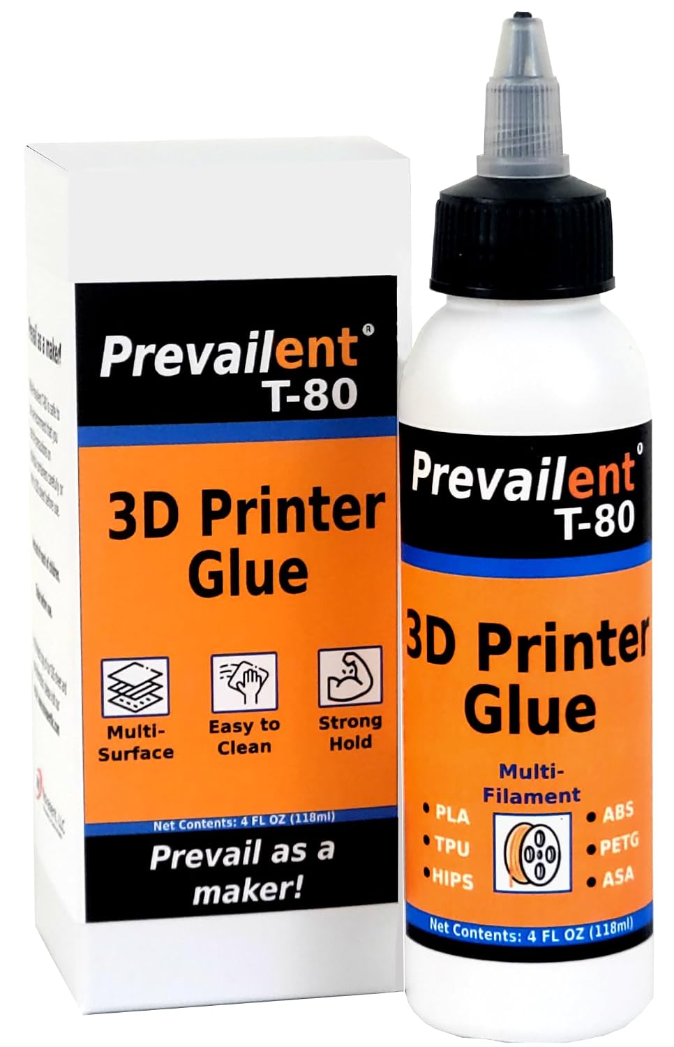 3D Printer Bed Adhesive Prevailent T-80-4 fl oz (118ml) | PLA, PETG, ABS, TPU & More, Bed Glue for Multiple Build