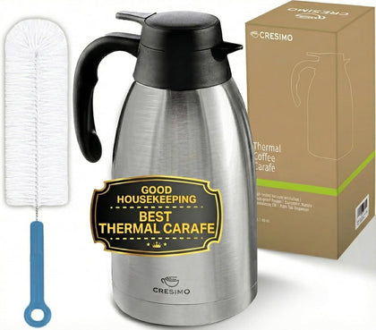 Thermal Coffee Carafe 2L/68 oz Insulated Stainless Steel w/Cleaning Brush