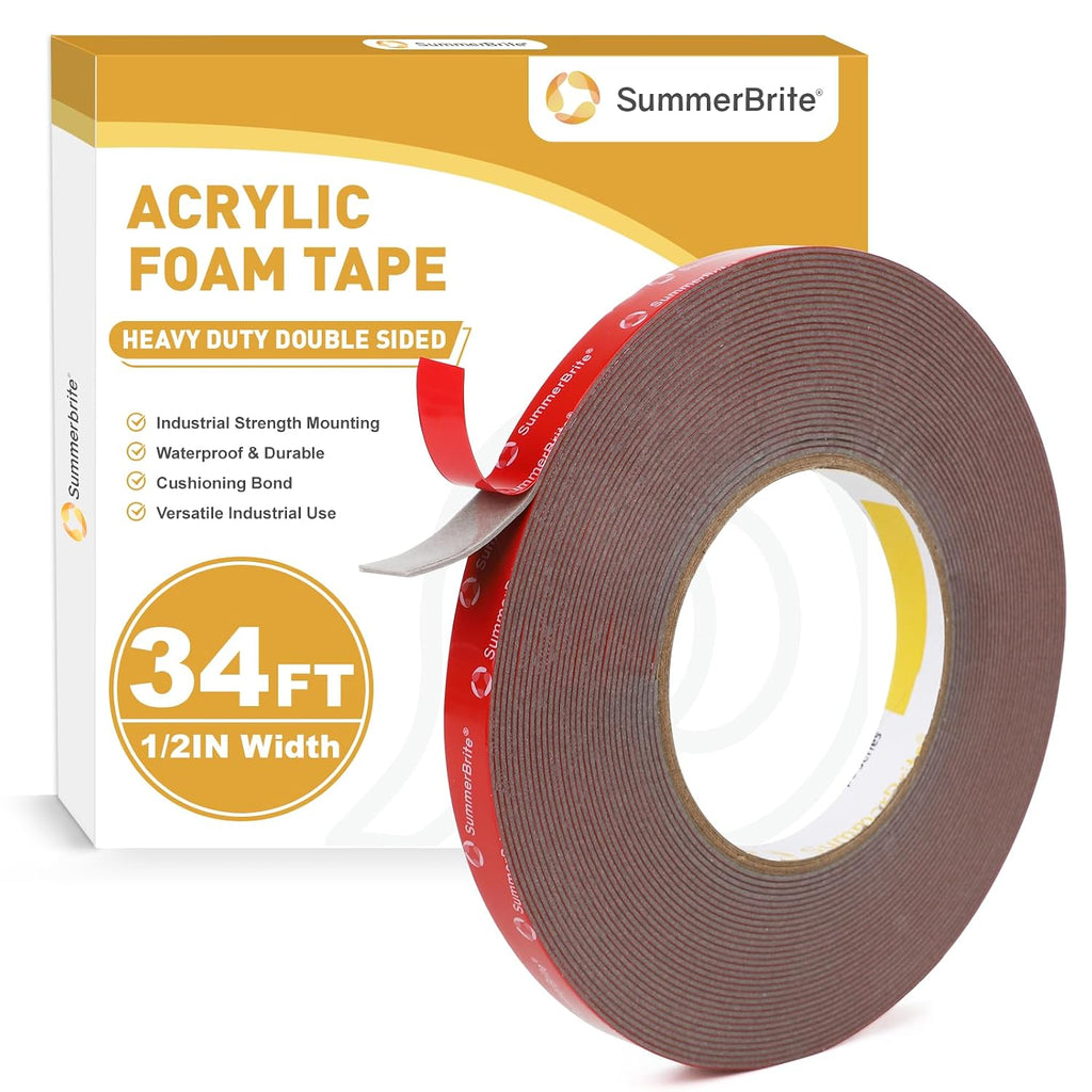 Heavy Duty Double Sided Foam Tape, 0.5 in x 34 FT, 1 Roll