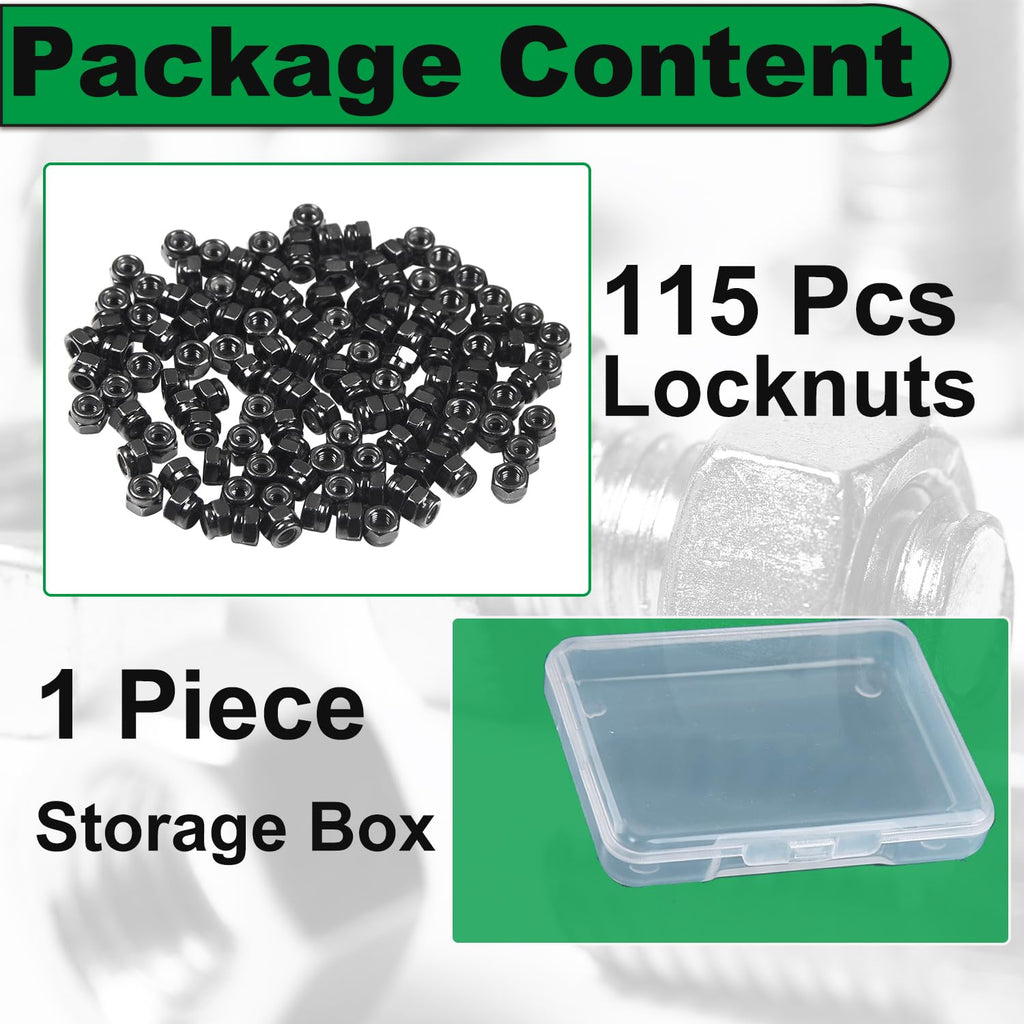 M3x0.5mm115 Pcs Locknuts Nylon Inserted Hex Lock Small Nuts Carbon Steel