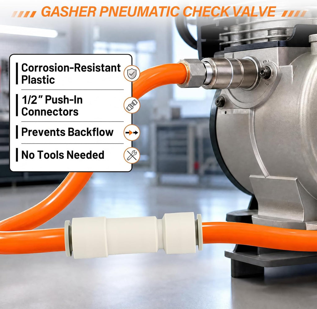 GASHER 4PCS 1/2OD Pneumatic Check Valve AKH 12-00 White