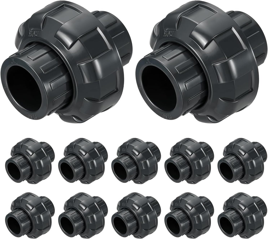 DTGN 12Pcs 1" PVC Union Coupling Pipe Fitting SCH80 Slip Union Adapter