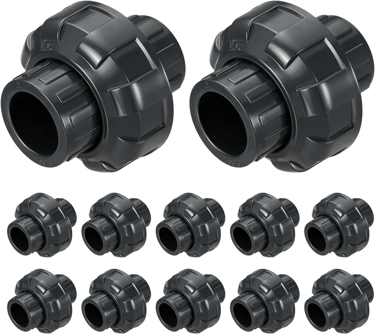 DTGN 12Pcs 1" PVC Union Coupling Pipe Fitting SCH80 Slip Union Adapter
