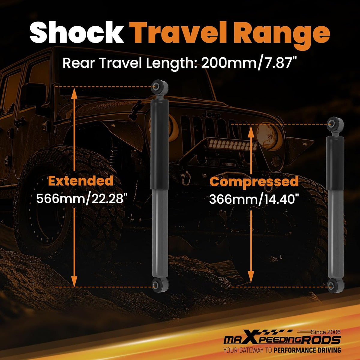maXpeedingrods 2-4” Rear Drop Shock for Chevy Silverado/Sierra 1500 99-18
