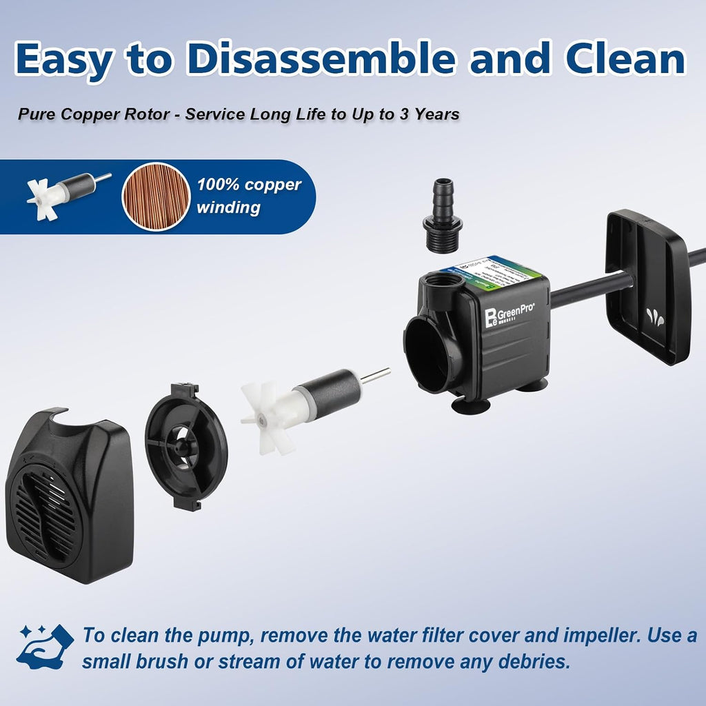 550GPH Submersible Water Pump(2000L/H 30W), Adjustable Ultra Quiet Fountain Pump with 4 Nozzles 7.2ft High Lift for
