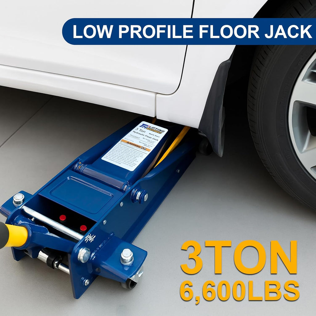 Floor Jack,Heavy Duty 3 Ton Floor Jack,Low Profile Hydraulic Jack, Steel Service Jack Quick Rise with Double Pump