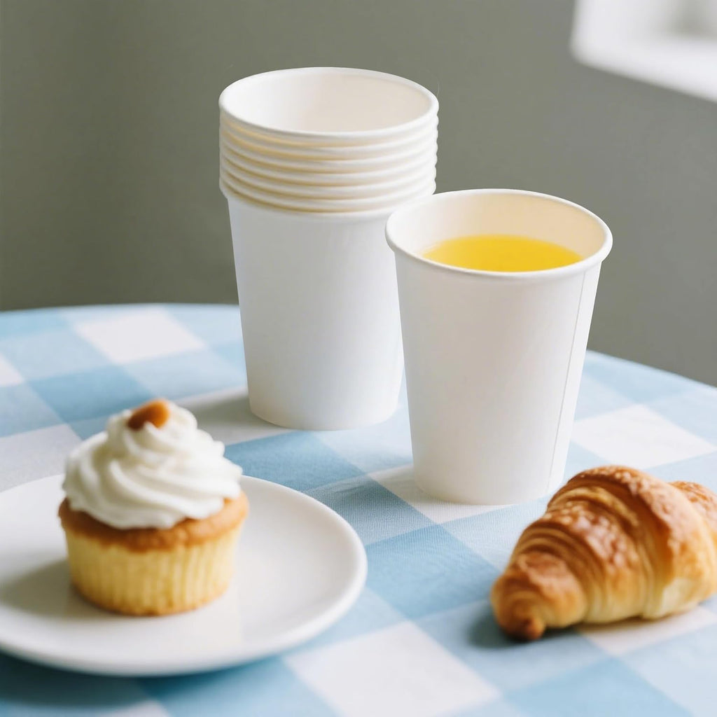 300 Pack 12 oz Disposable Paper Cups, BPA-Free Hot/Cold Drink Cups, Sturdy White Coffee Cups with Rolled Rim