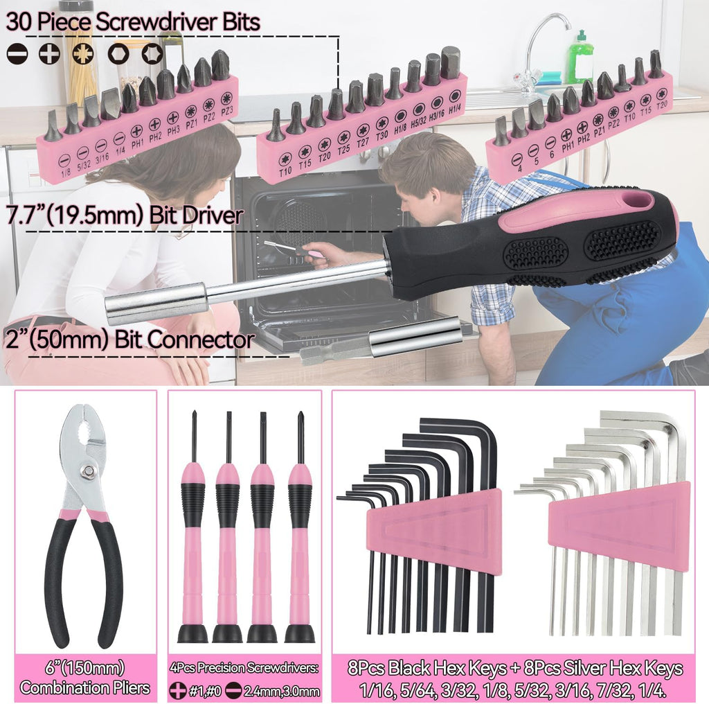 58 Piece Household Tool Set, General Household Hand Tool Kit with Plastic Toolbox Storage Case, All Purpose Household